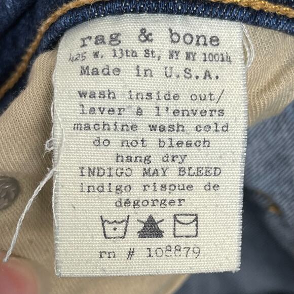 Rag & Bone Skinny Jeans Heritage Wash Size 25 Classic Low Rise 5 Pockets - Picture 12 of 15